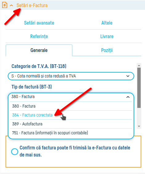 Cum stornezi sau corectezi efactura - pasul 1