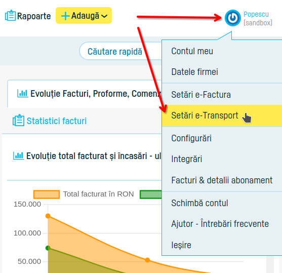 Cum activezi integrarea automată cu e-Transport - pasul 1