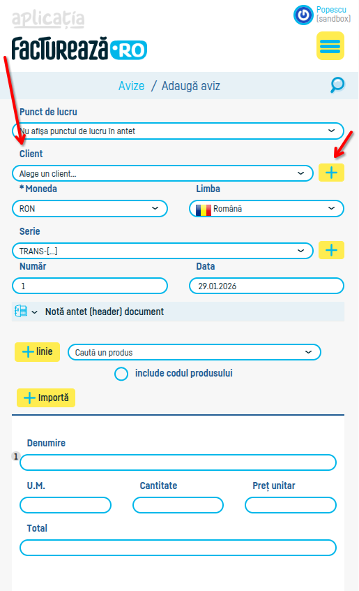 Cum adaug un aviz de însoțire a mărfii? - pasul 3