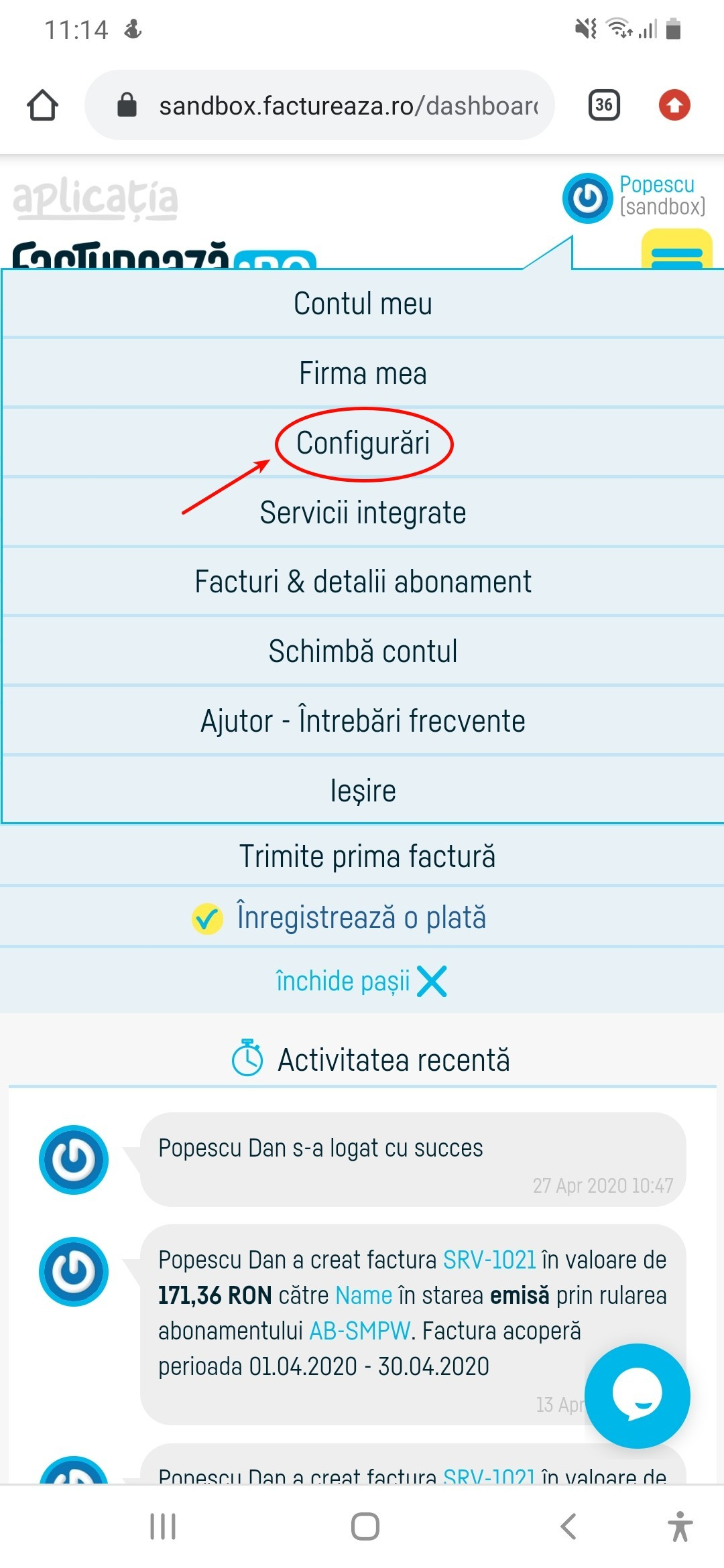 Cum se trimit facturile scadente prin e-mail? - pasul 1