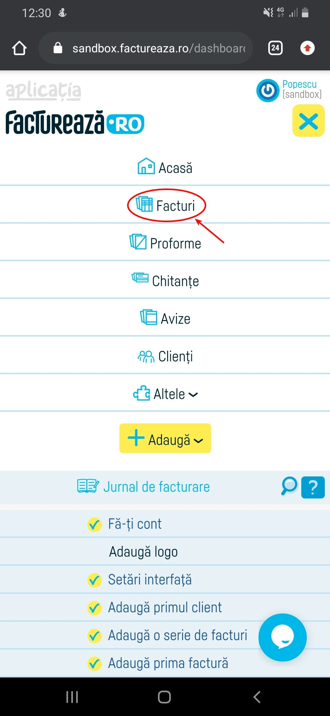 Cum trimit o factură pe e-mail? - pasul 1