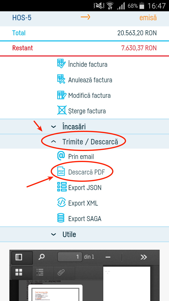 Cum trimit o factură pe e-mail? - pasul 5