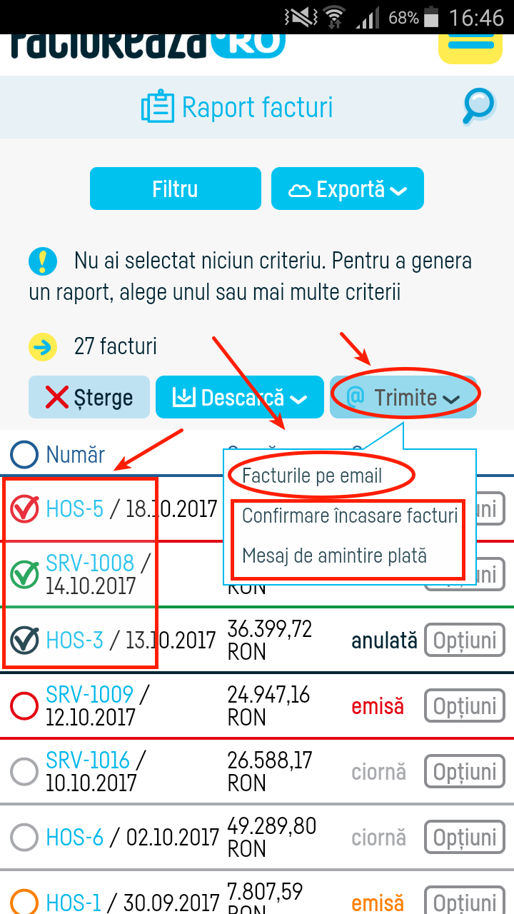 Cum trimit o factură pe e-mail? - pasul 6