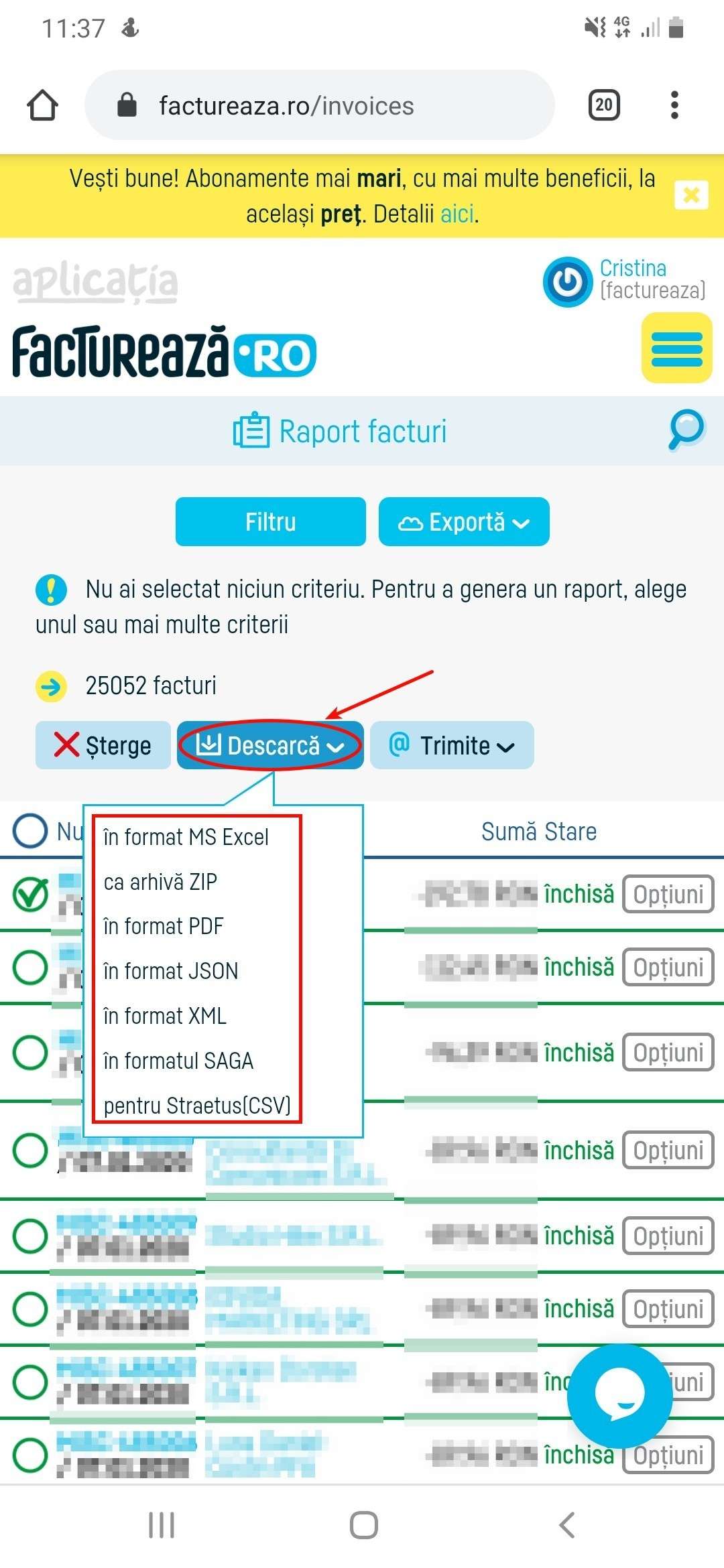 Cum trimit o factură pe e-mail? - pasul 8