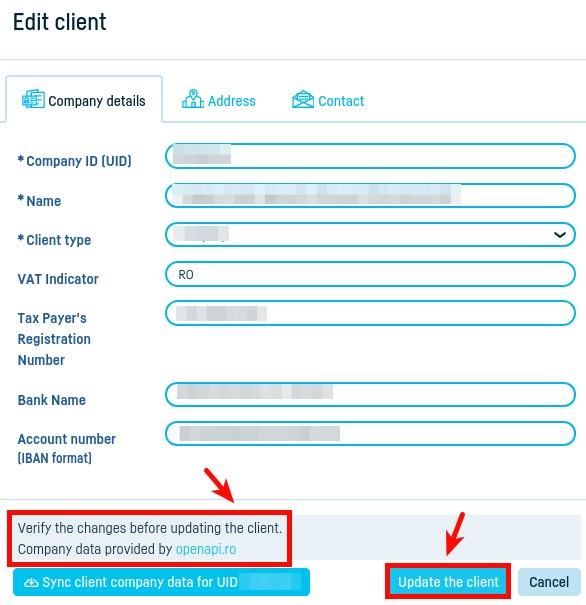 Notifications about changes in your client's data - pasul 6