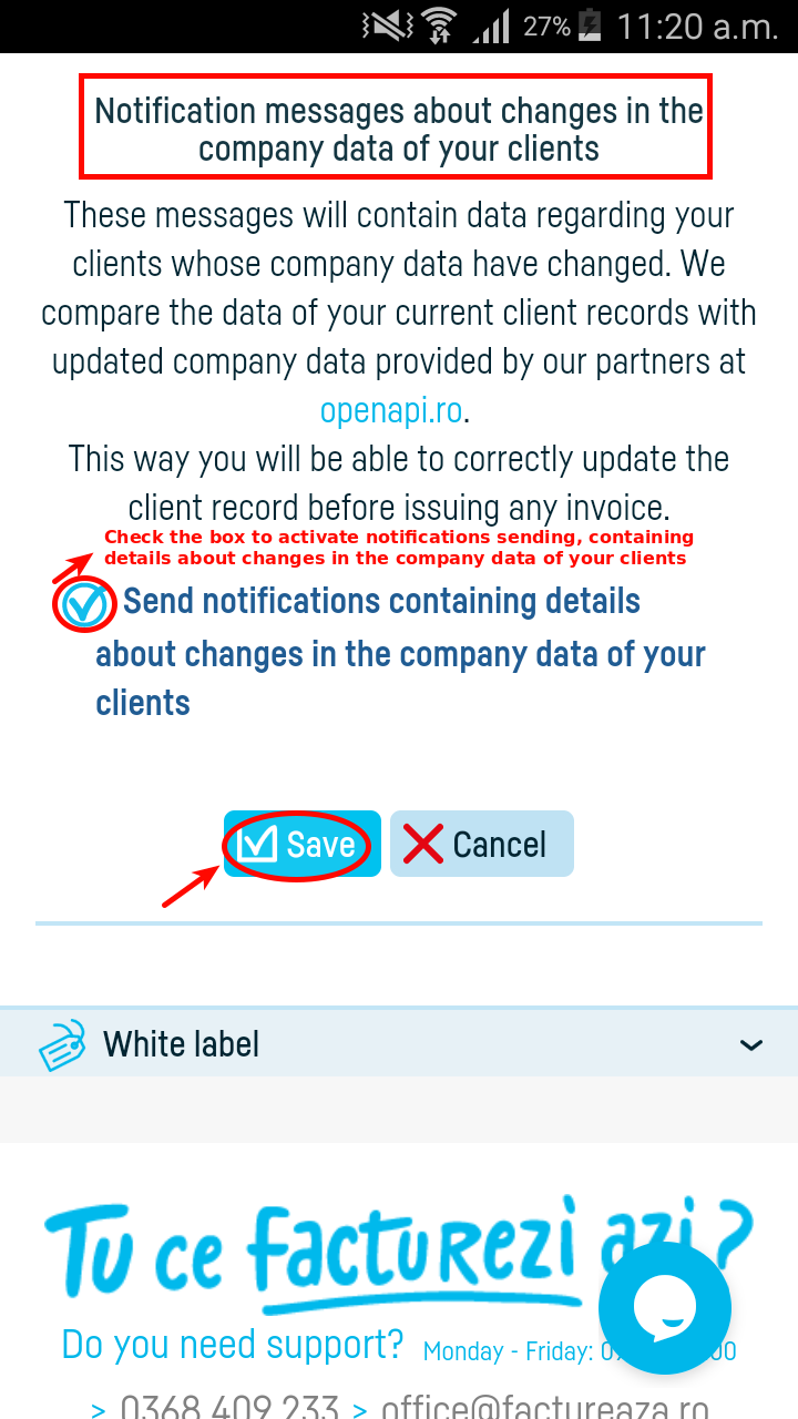 Notifications about changes in your client's data - pasul 3